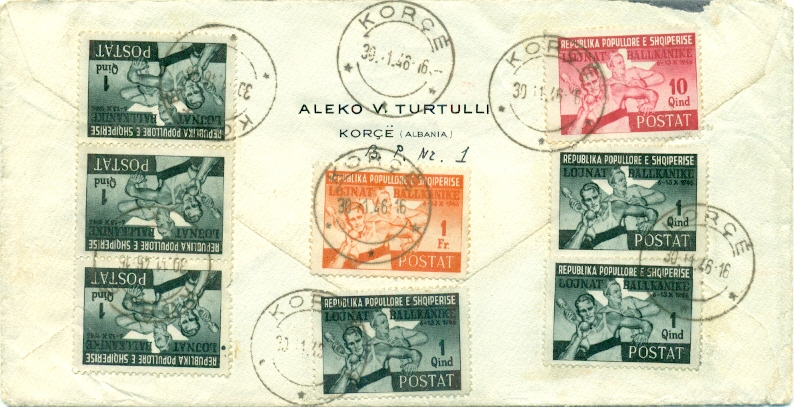 1946 Albania Balkan Games Set Registered Cover - Image 2
