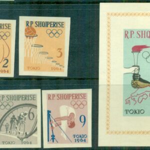 1963 Albania Tokyo Olympics Imperf set and Block **