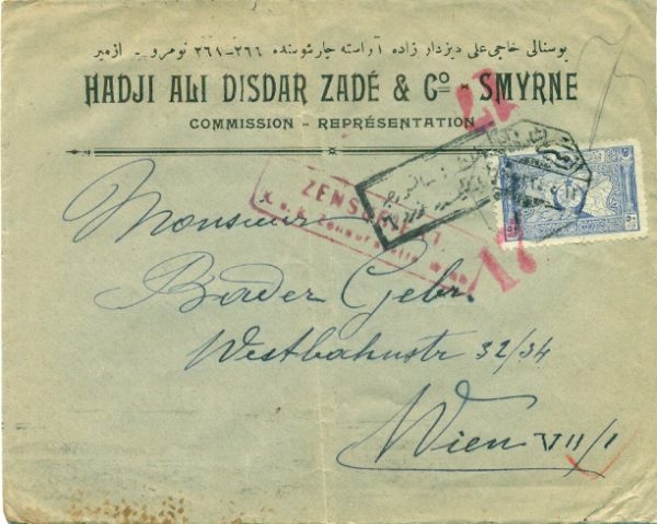 1918 Turkey Izmir Commercial Censored Cover