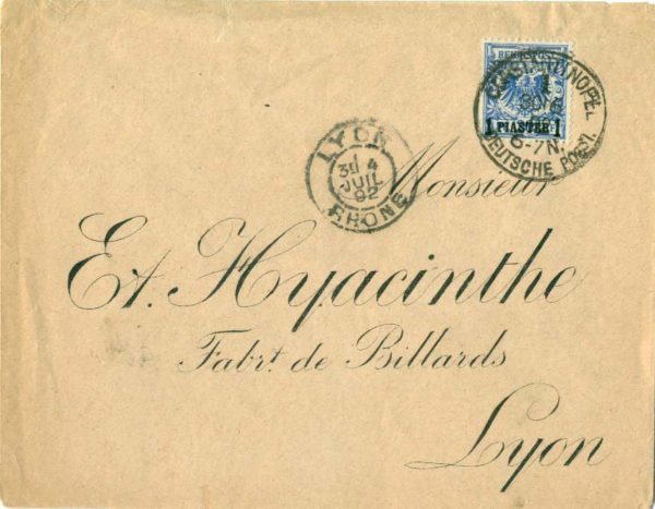 1892 German Levant Cover to Lyon