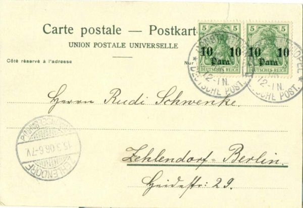 1906 German Levant Postcard