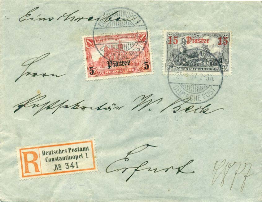 1907 German Levant High Value Cover