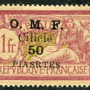 1920 Cilicia 50pi on 1fr PIASRTES Error MLH