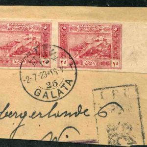 1922 Turkey 25k Adana Castle Used Imperf Pair