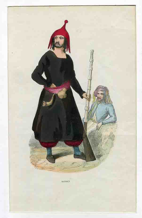 Ottoman Kurd Handcoloured Gravure
