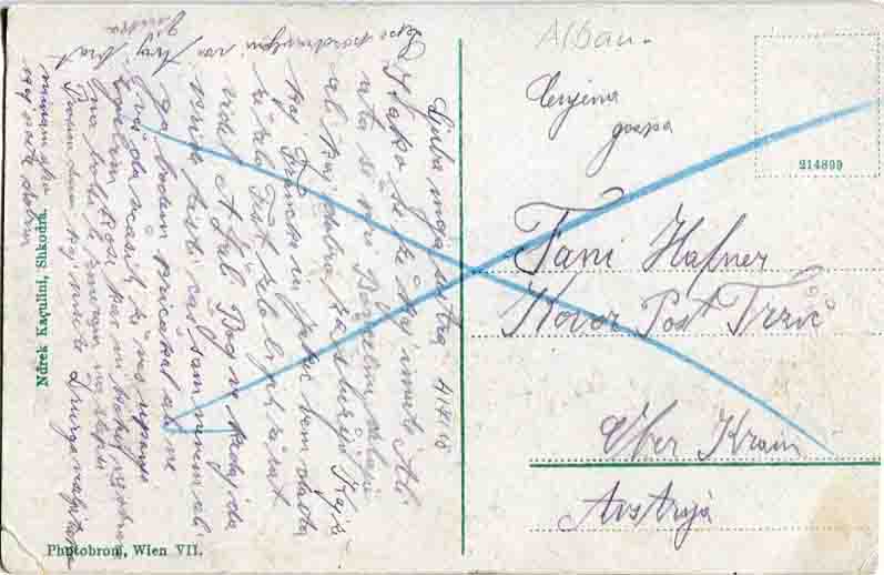 1918 Albania SHKODER Postcard to Austria - Image 2
