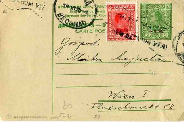 1926 Yugoslavia Postal Card to Austria