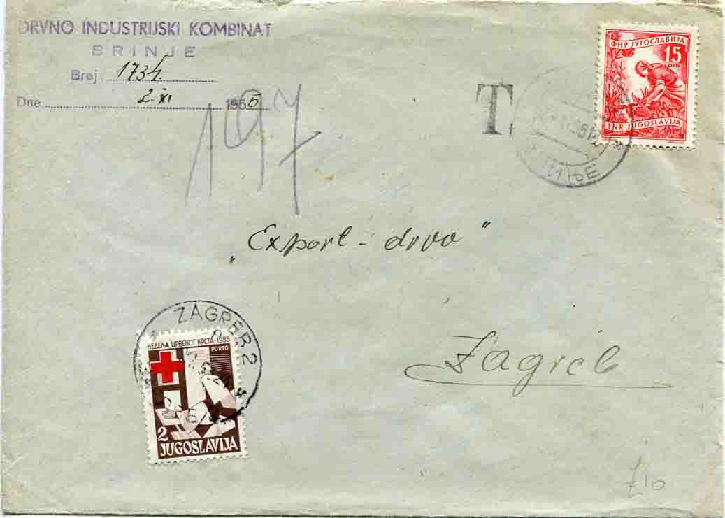 1955 Yugoslavia Red Cross Postage Due cover