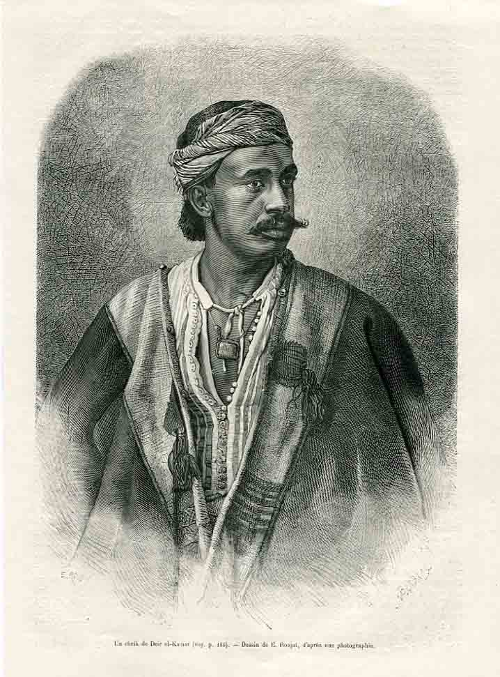 1878 Lebanon Deir al-Qamar Chief gravure