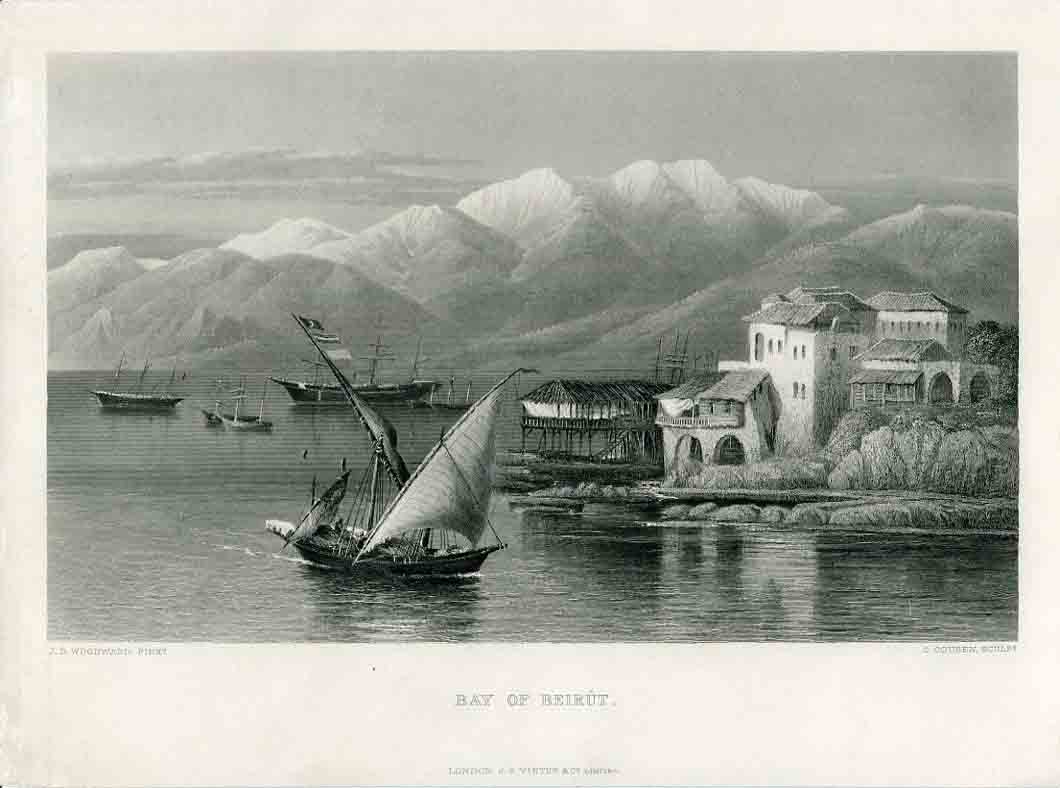 1850s Lebanon Bay of Beirut Gravure
