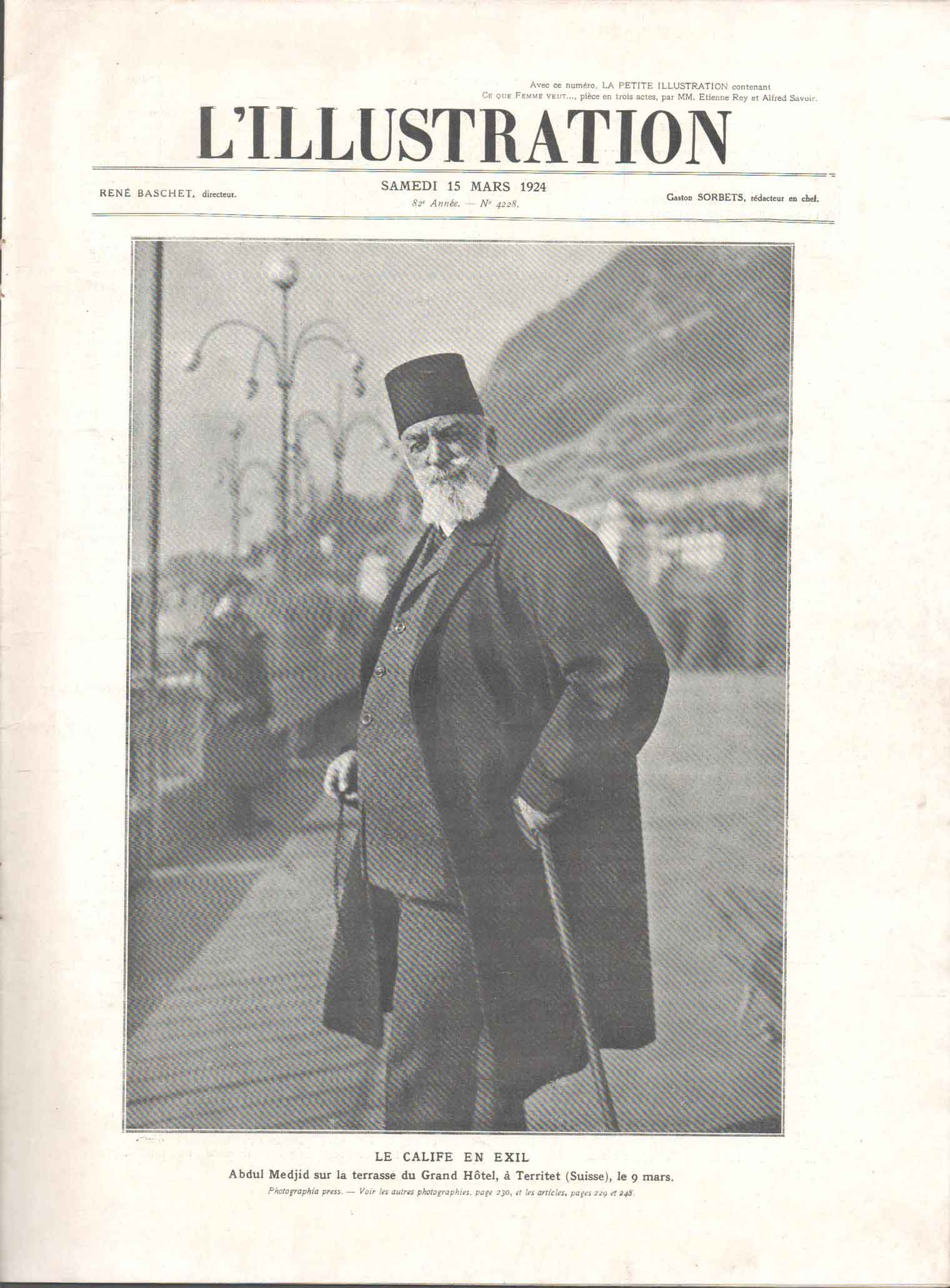 1924 Turkey Caliph Addulmecit in Exile