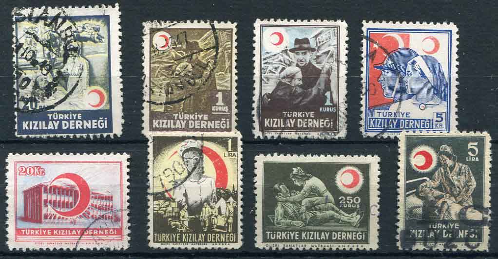 1946 Turkey Red Crescent Used set of 8