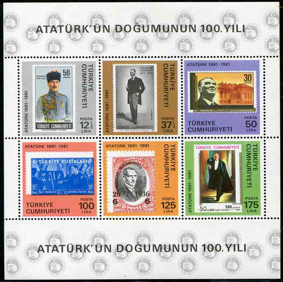 1981 Turkey Ataturk Block with Error