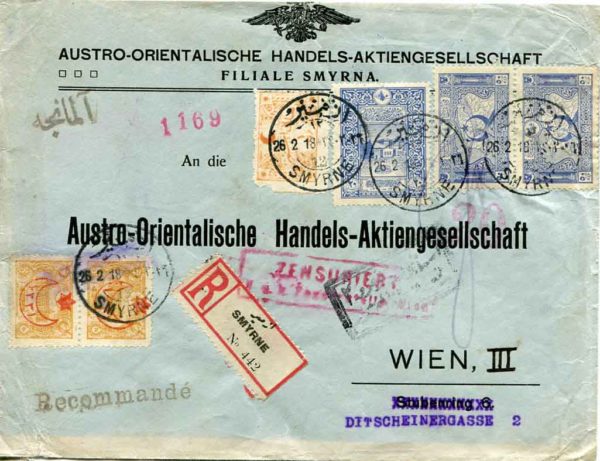 1918 Turkey Izmir RED CRESCENT AID Cover