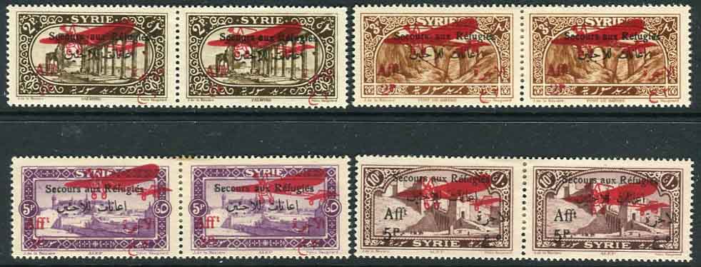 1926 Syria War Refugees Airmail Pairs *