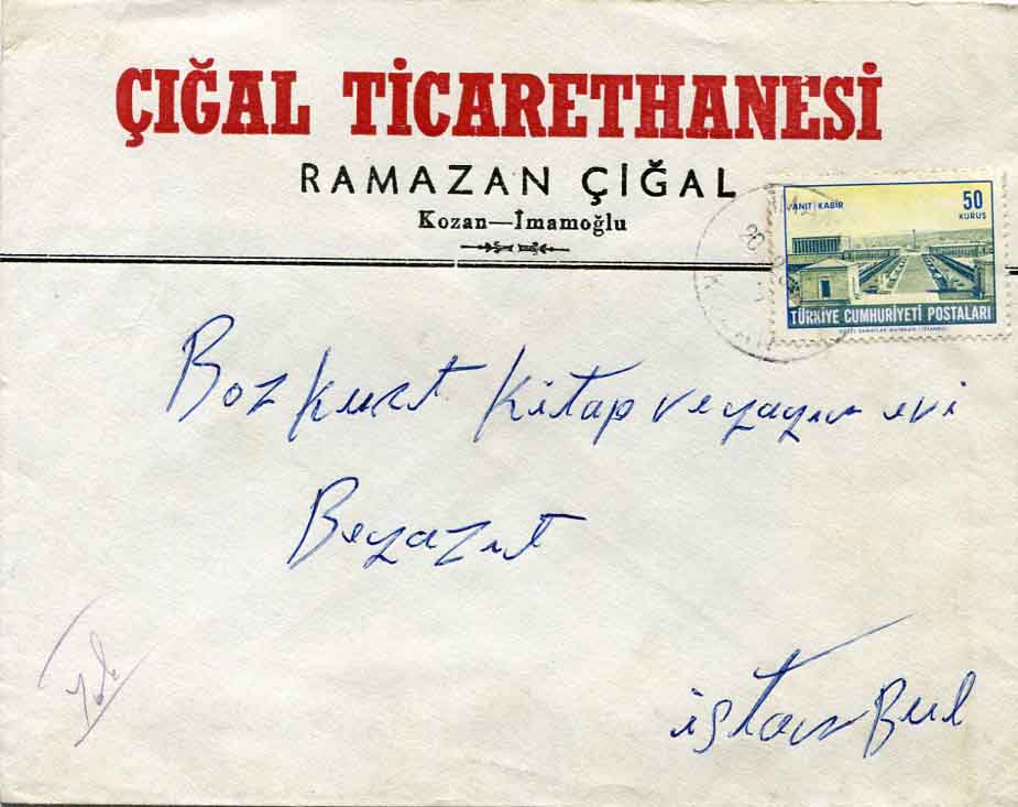 1961 Turkey IMAMOGLU KOZAN Commercial Cover