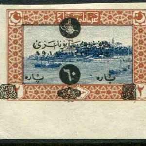 1919 Turkey Sultan Accession 60pa/2pi IMPERFORATE