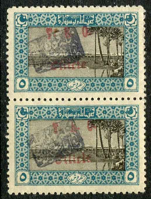 1920 Turkey Feke Provisional on 5pi TEO Cilicia NHM Pair