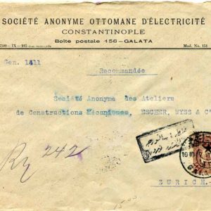 1917 Turkey Electricity Co Registered Cover