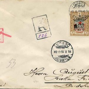1916 Turkey Registered Censored 5pi Cover