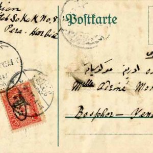 1917 Turkey 20pa PTT opt used in Istanbul