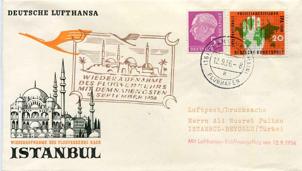 1956 Turkey Lufthansa Frankfurt Istanbul Cover