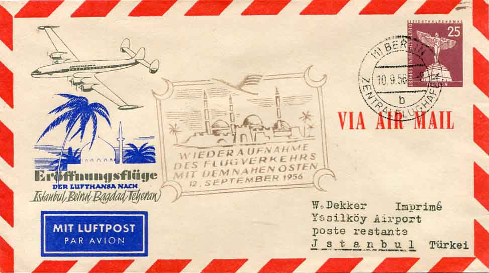 1956 Turkey Lufthansa Berlin Istanbul Cover