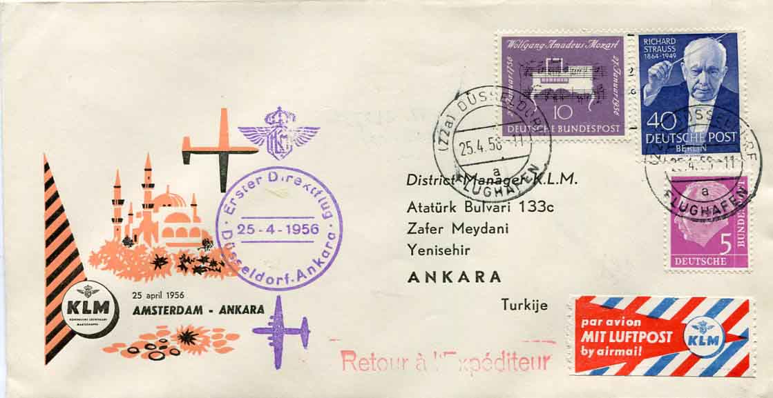 1956 Turkey KLM Dusseldorf Ankara Flight