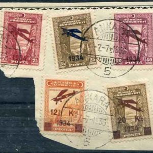 1934 Turkey 1st Aeroplane Used Set