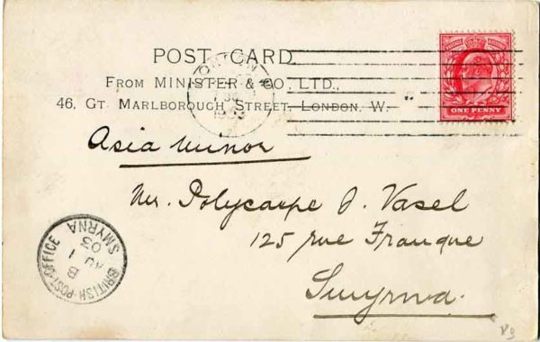 1902 GB Advertising Card British Levant Smyrna