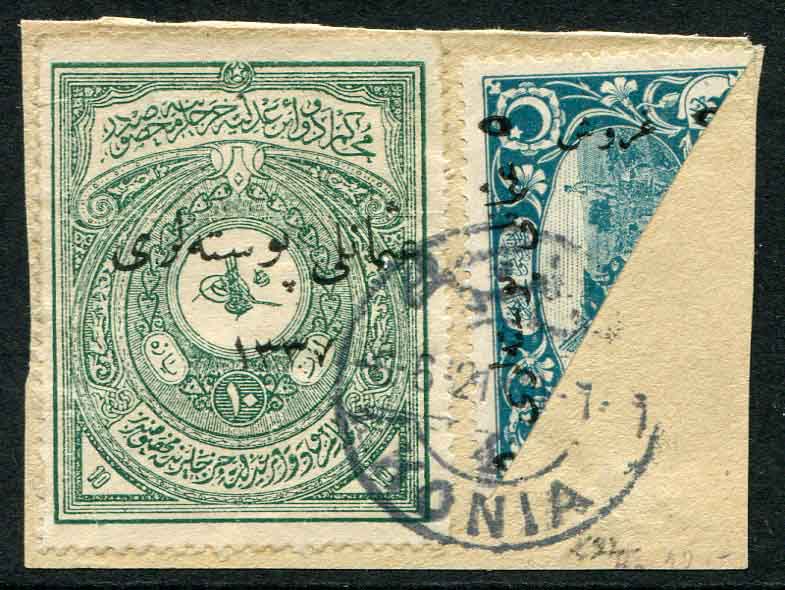 1921 Turkey 10pa Konya Revenue Bisected