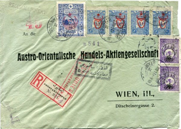 1917 Turkey Istanbul Double Censored Reg Cover