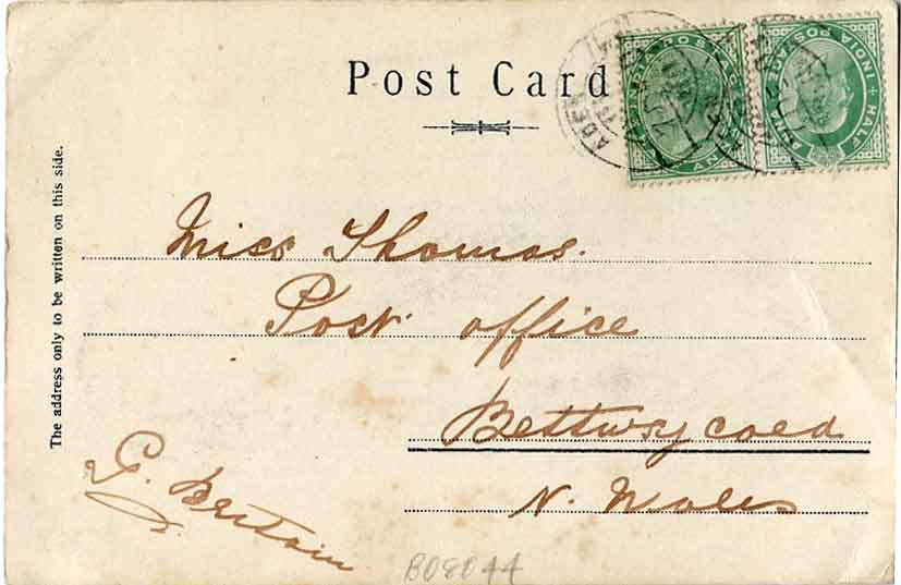 1903 Aden Mix Reign Hospital Postcard to Wales