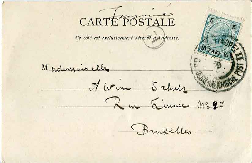 1902 Austrian Levant IZMIT Postcard to Belgium - Image 2