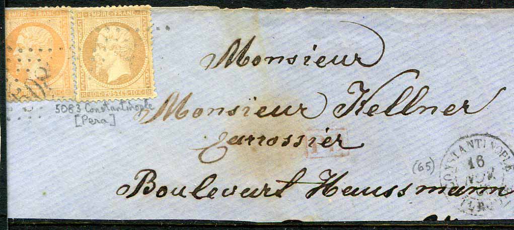 1865 French Levant 5083 CONSTANTINOPLE PERA Turkey