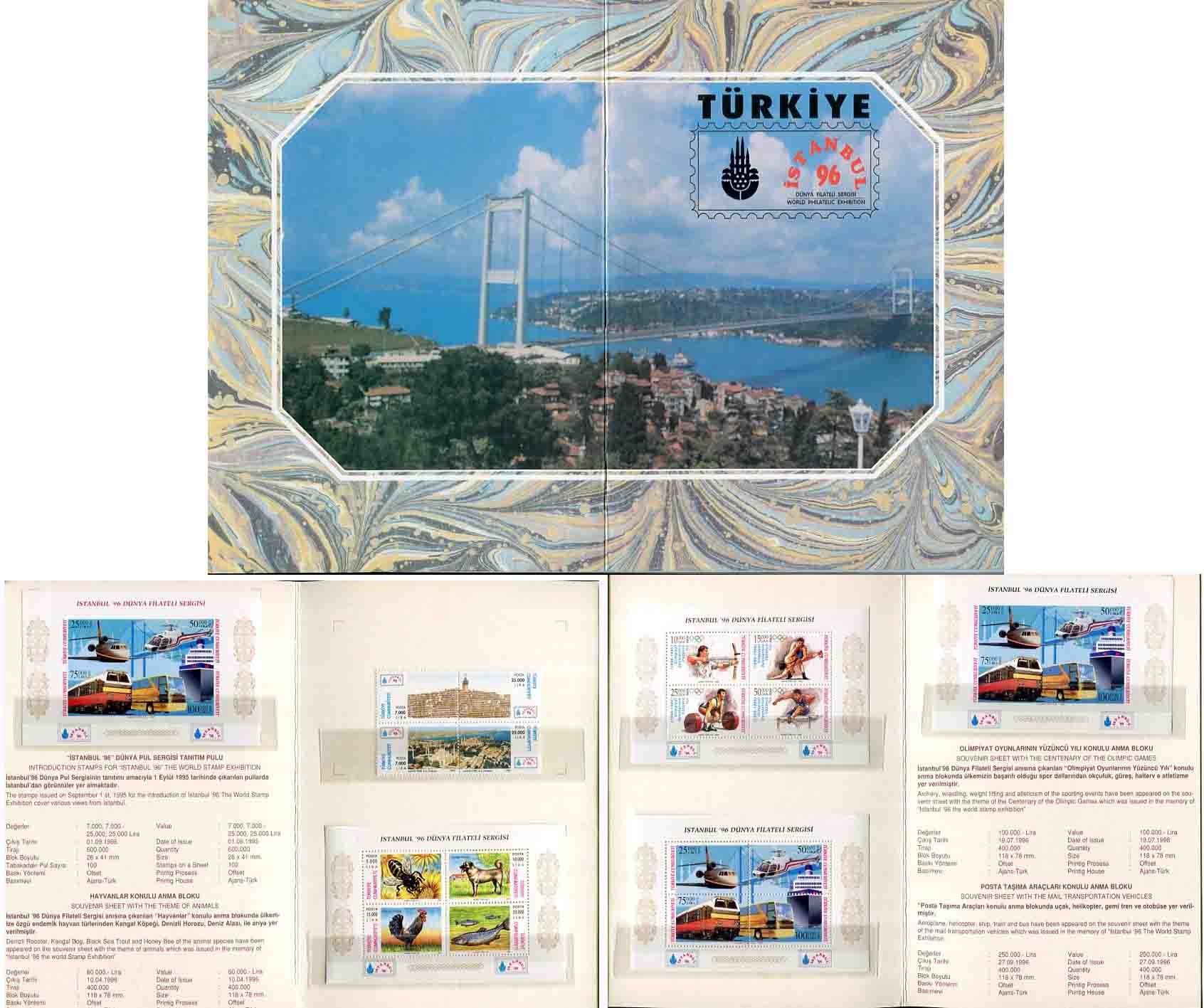 1996 Turkey FIP Istanbul Philatelic Exhibition Portfolio