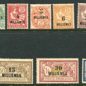 1921 Egypt Alexandria Surcharged MLH Set of 11