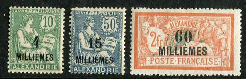 1923 Egypt Alexandria Surcharged MLH set