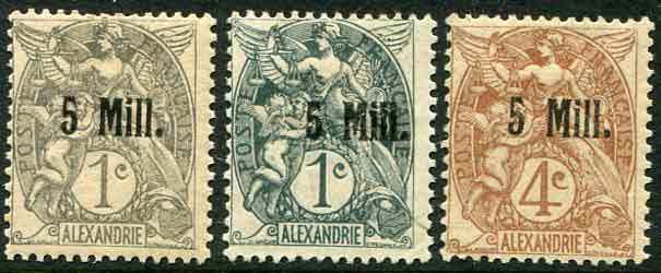 1921-23 Egypt Alexandrie Locally Surcharged Values