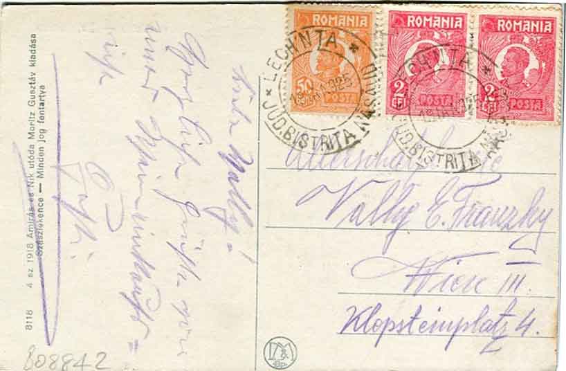 1925 Romania LECHINTA Postcard to Austria