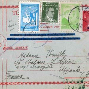 1943 Turkey Surcharged Ataturk Postal Card Censored