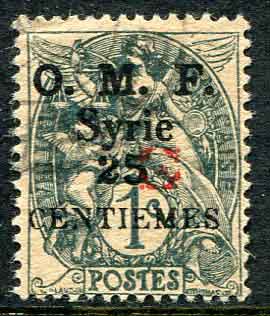 1920 Syria Aleppo Vilayet 25c on 1c Used
