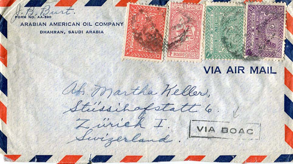1950s Saudi Arabia VIA BOAC Airmail Cover