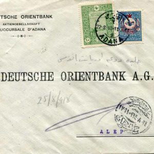 1918 Turkey Syria ALEPPO CENSOR Bank Cover