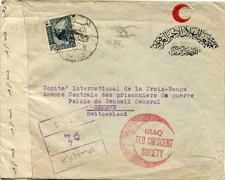 1943 Iraq Red Crescent PoW Cover