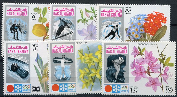 Timbres Ras Al Khaima 1972 – JO Chevaux, Or, MNH – Allemagne – 2 Timbres (perf/imperf)