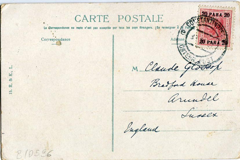 1902 Austria Levant Scutari Postcard to England - Image 2