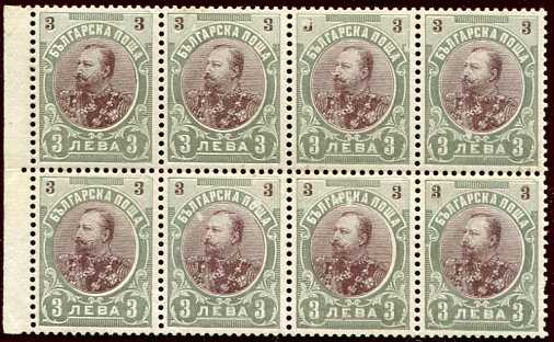 1901 Bulgaria Ferdinand 3l NHM Block of 8
