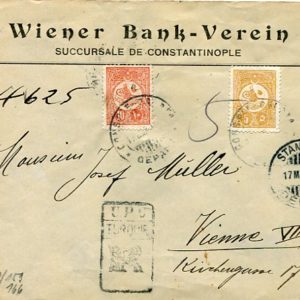 1910 Turkey High Value Registered to Austria