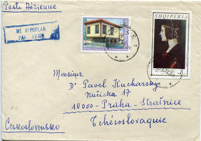 1974 Albania Korce Cover to Czechoslovakia